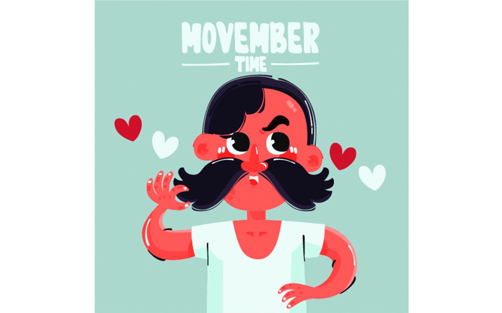 November Guy with Heart Shapes Illustration