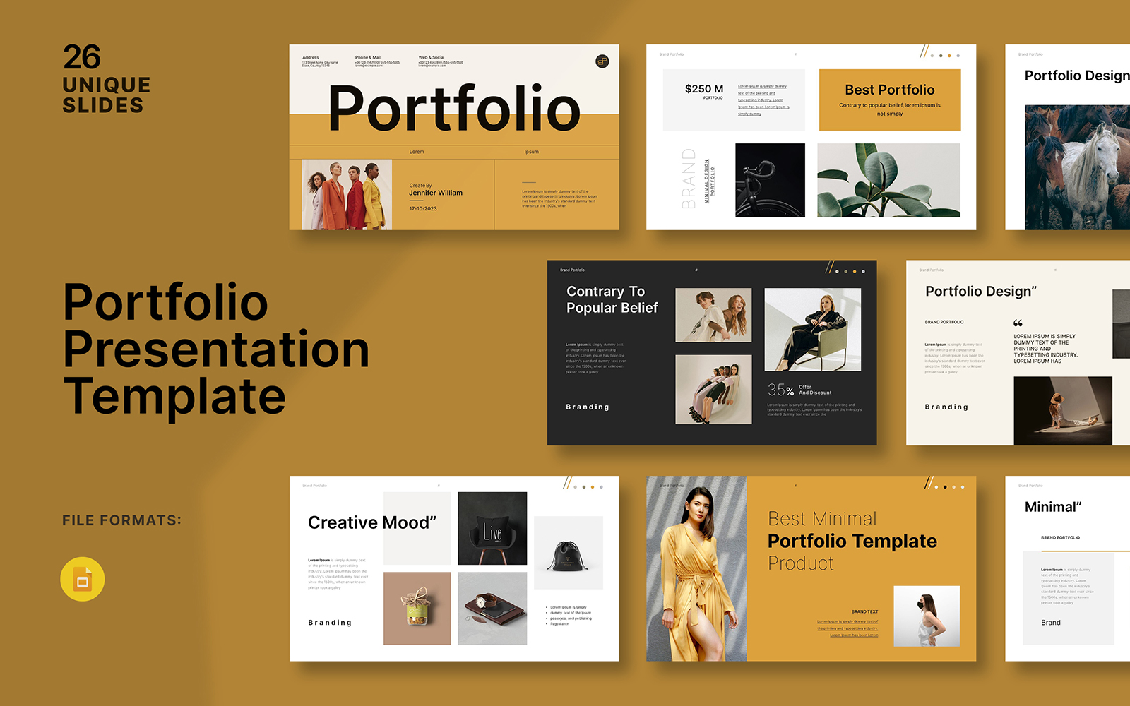 Clean Portfolio Googleslide Presentation Template