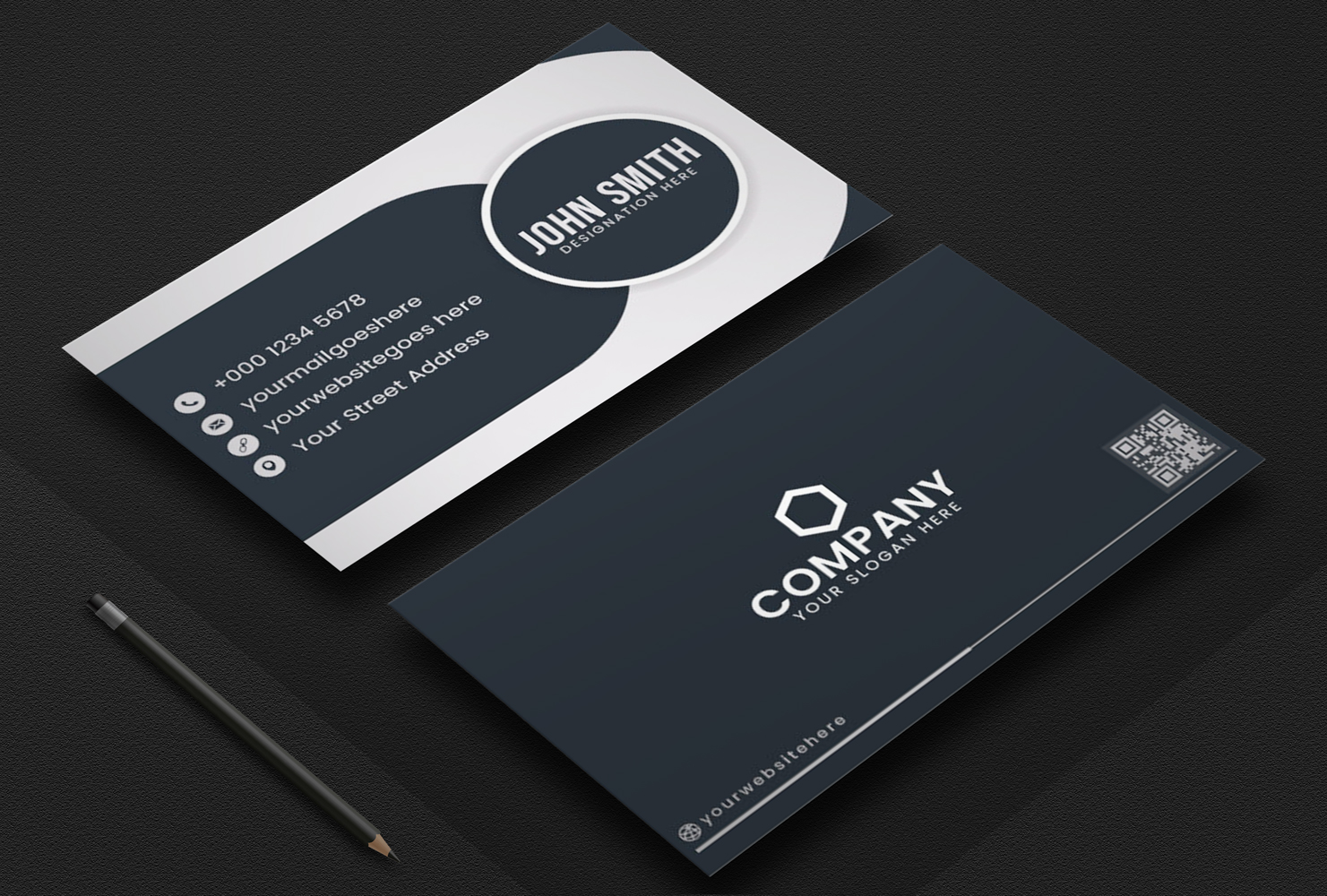 Black and White Modern Business Card
