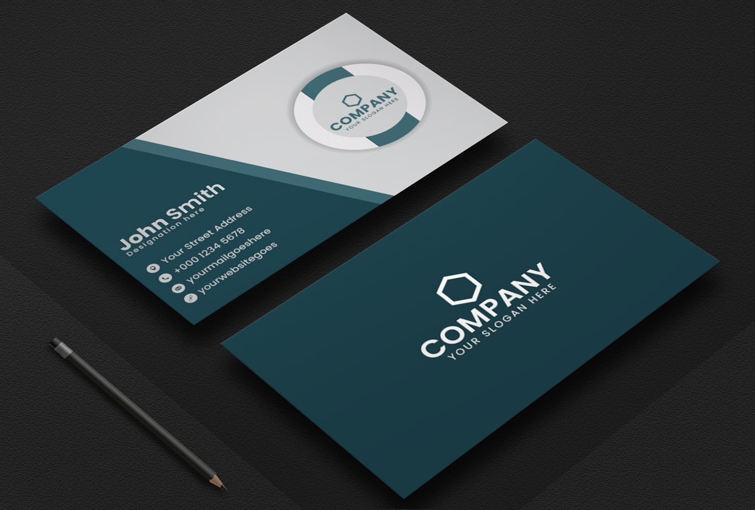 Business Card Layout with Green and White Colour