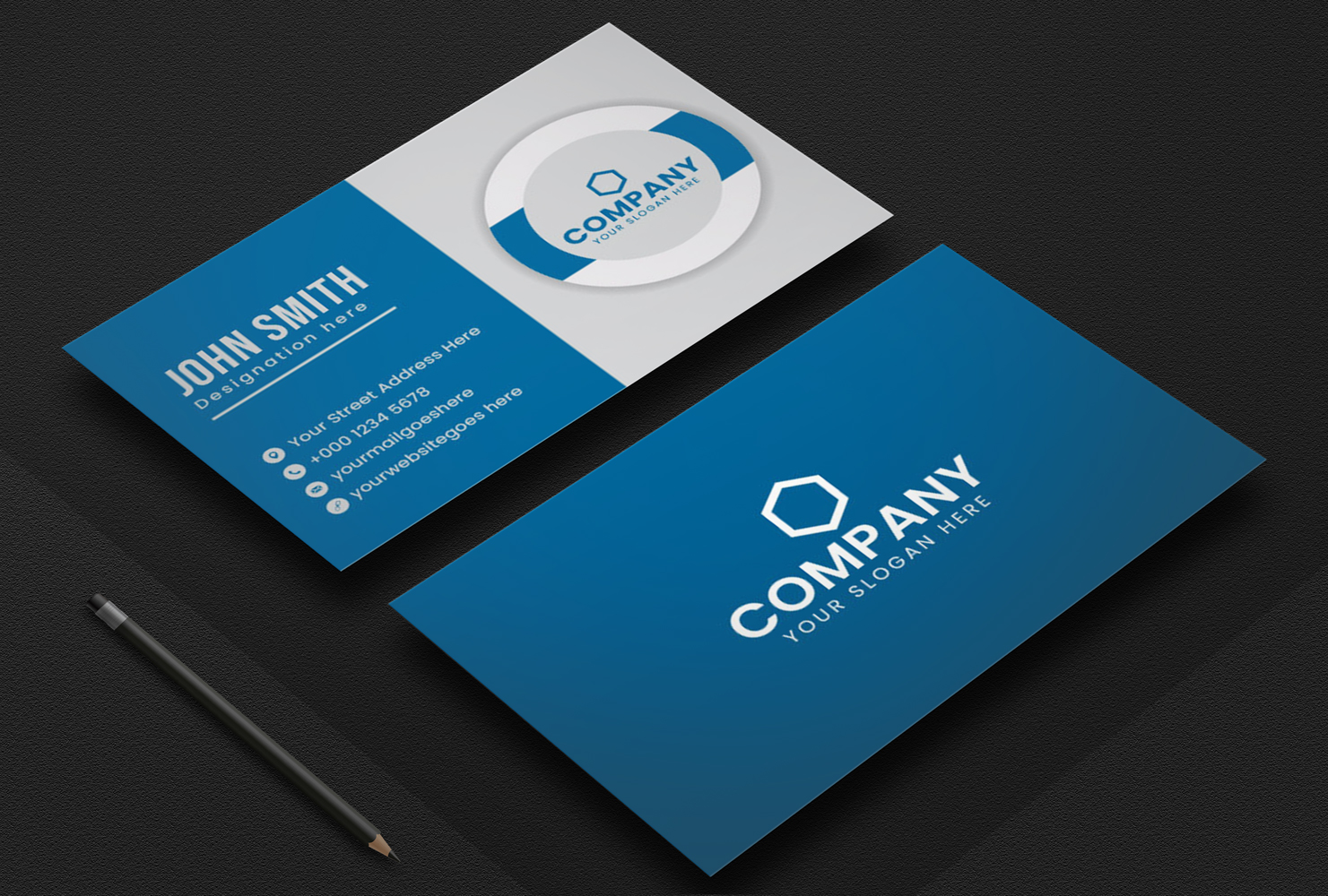 Blue and White Professional Business Card Layout