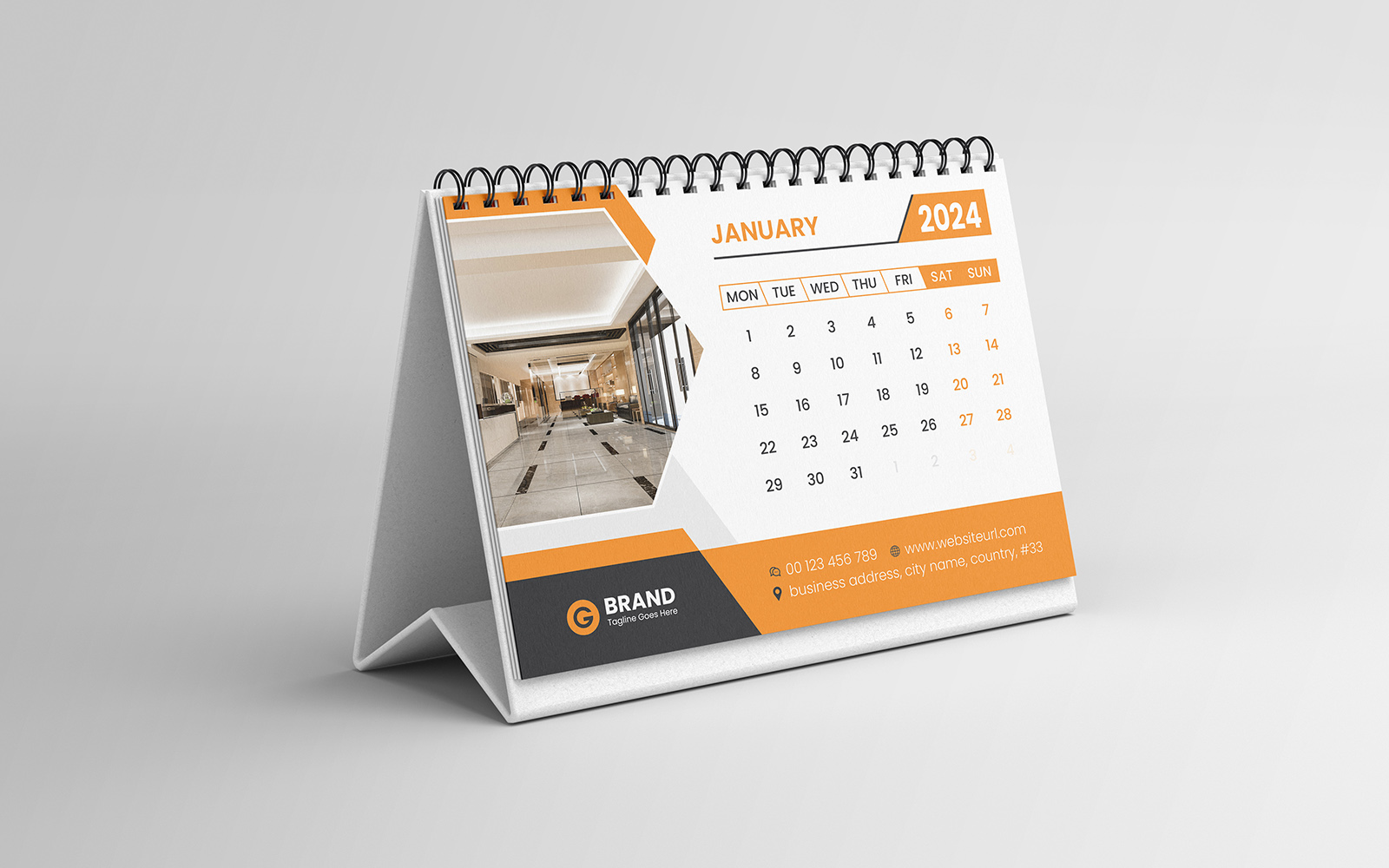 2024 Desk Calendar Template Design