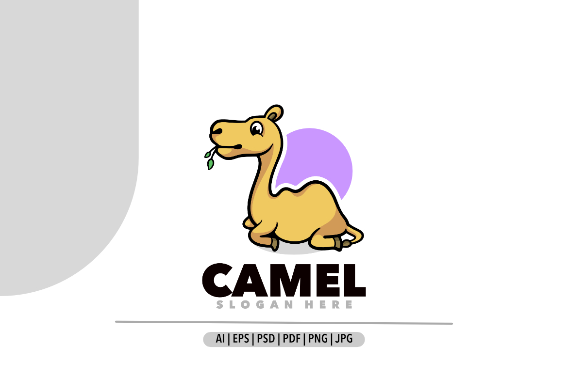 Camel mascot cartoon illustration logo design