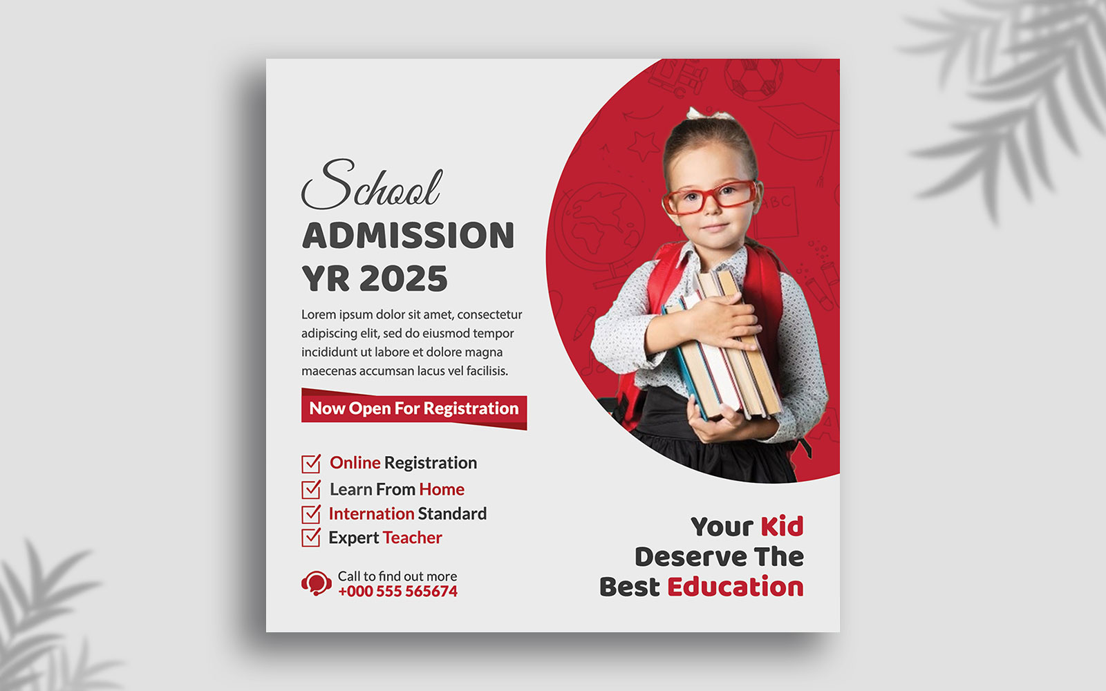 School Admission and back to school Social Media Post Template