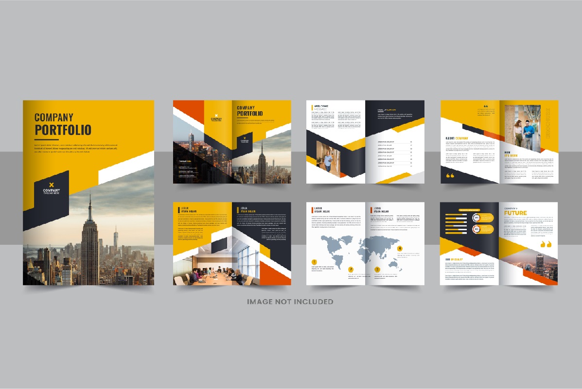 Company portfolio brochure template, company profile brochure layout