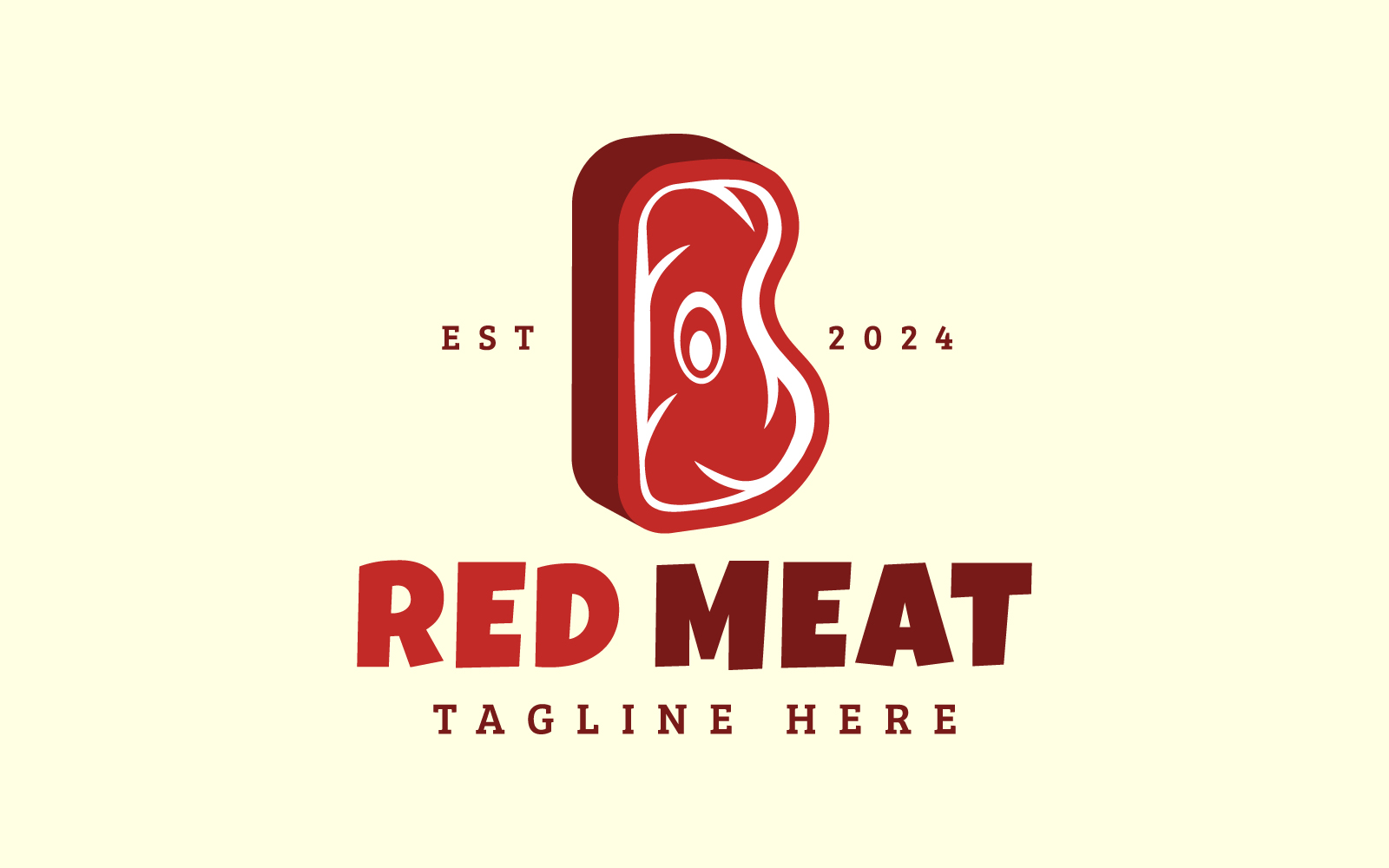 Letter B Beef Steak Red Meat Restaurant Logo