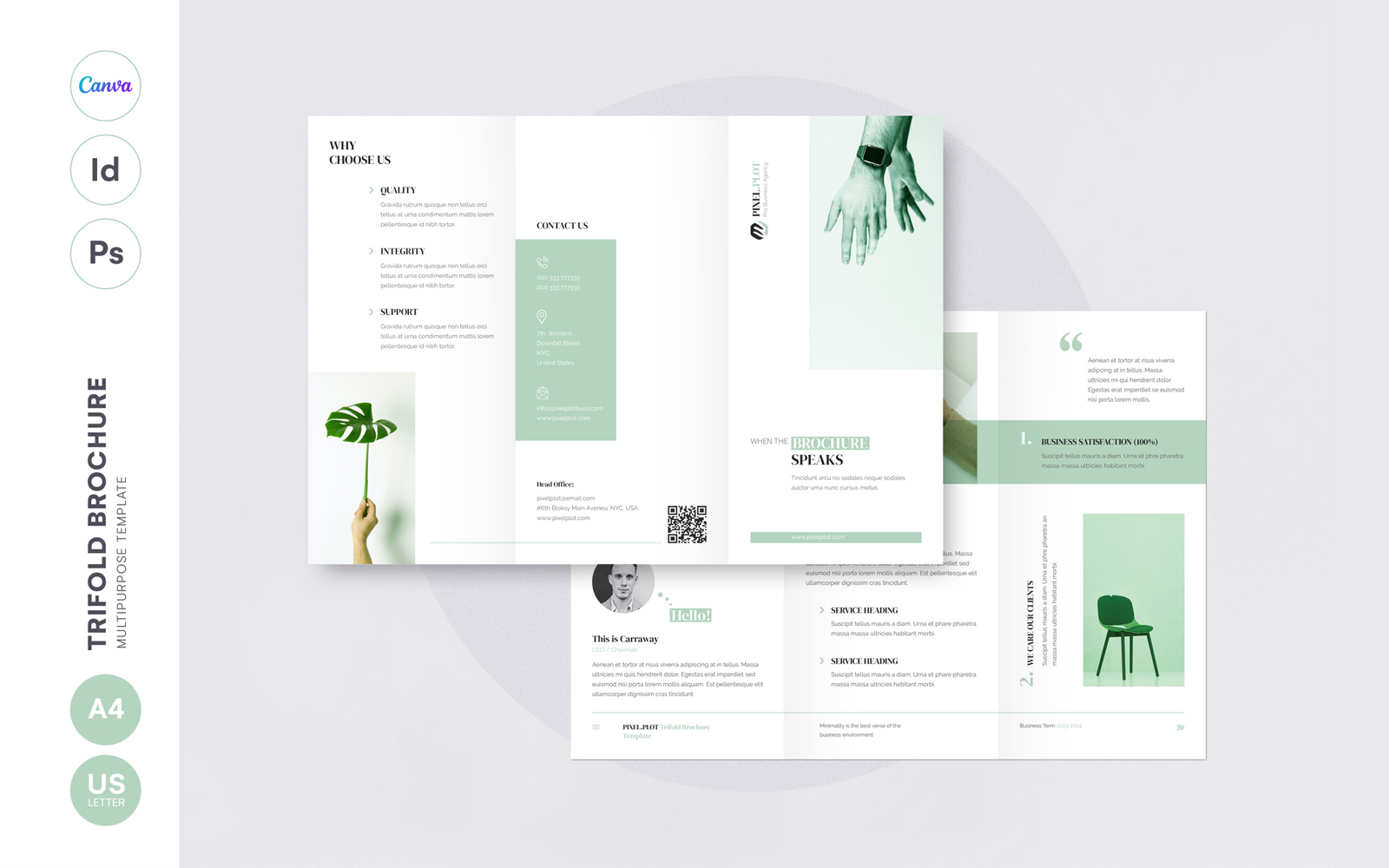 Minimal Greenery Trifold Brochure