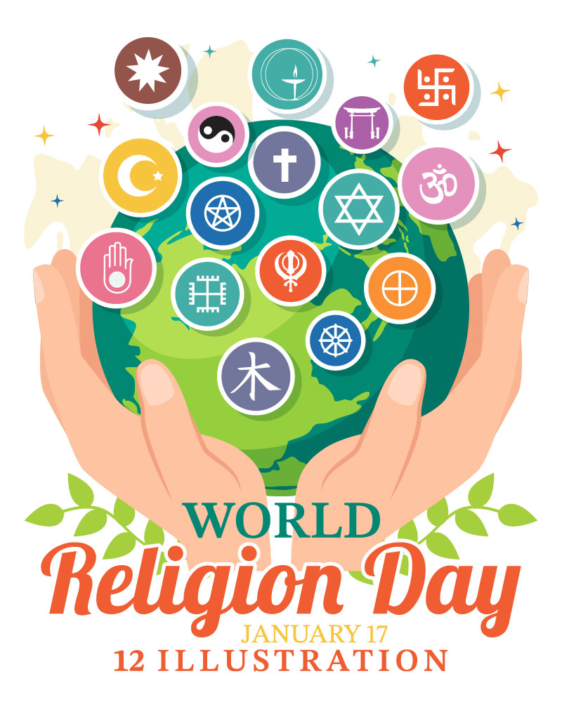 12 World Religion Day Illustration