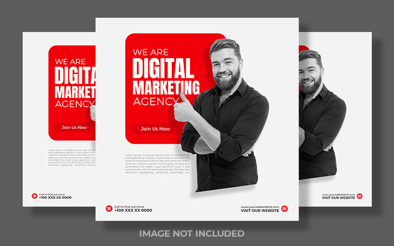 Digital Marketing Trendy Red And White Social Media Post
