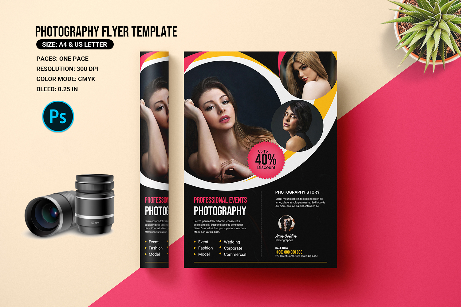 Photography Flyer Template. Adobe Photoshop Template