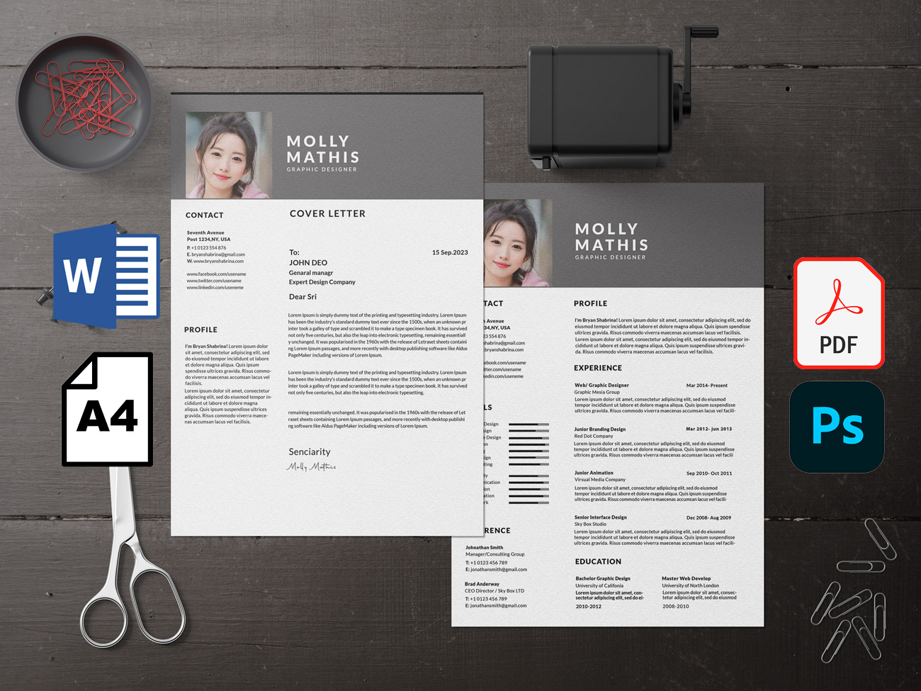 Molly printable 'Ms word' resume tamplate