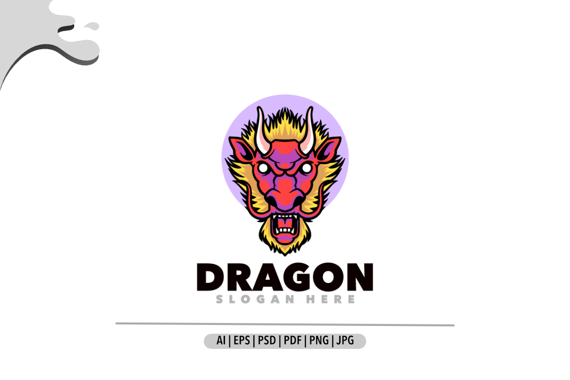 Dragon head logo template illustration design