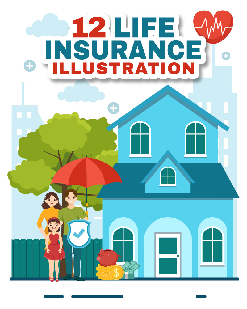 12 Life Insurance Vector Illustration