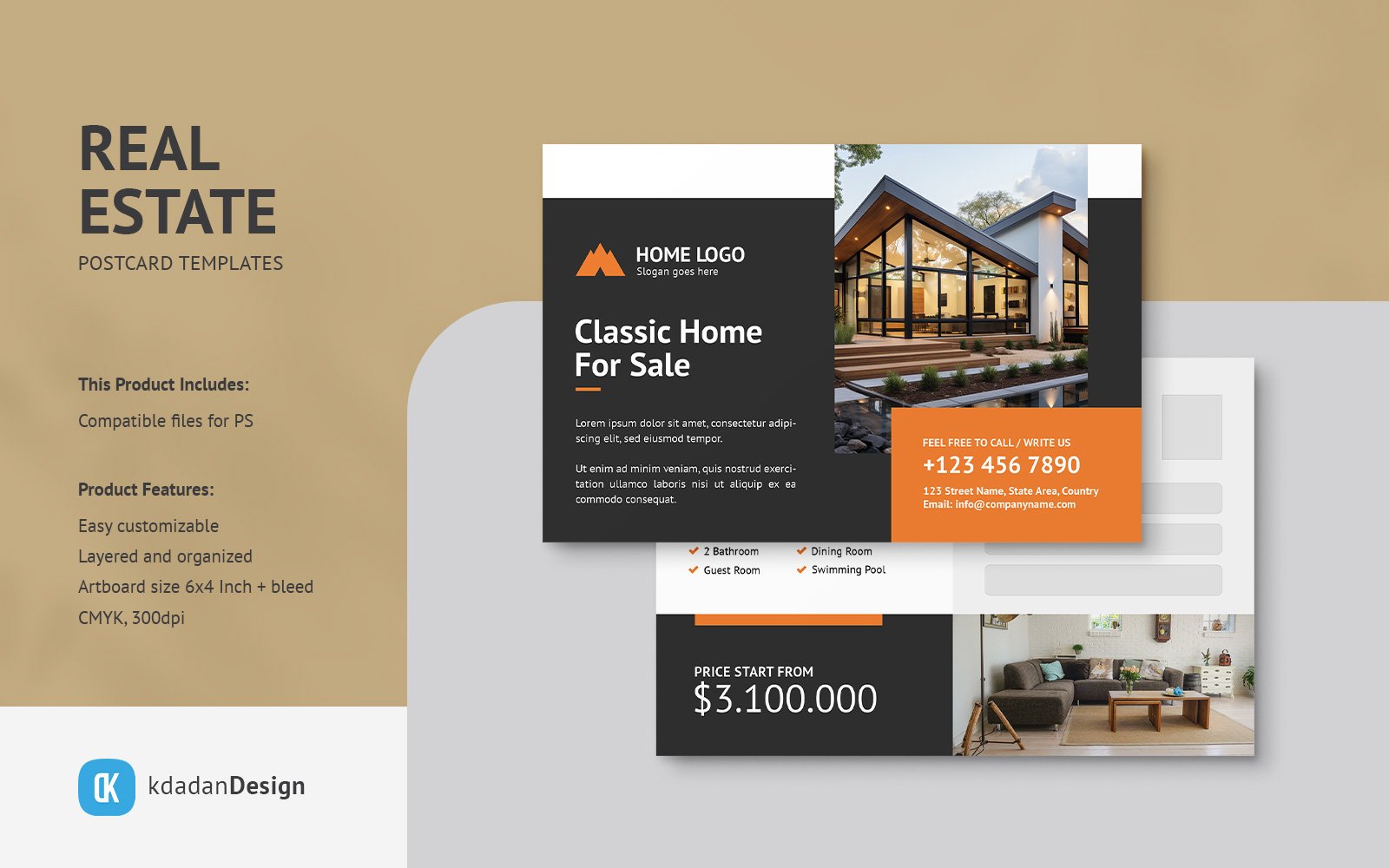 Real Estate Postcard PSD Template Vol 40