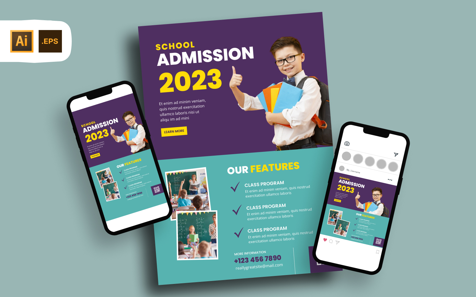 Purple Tosca School Admission Flyer Template