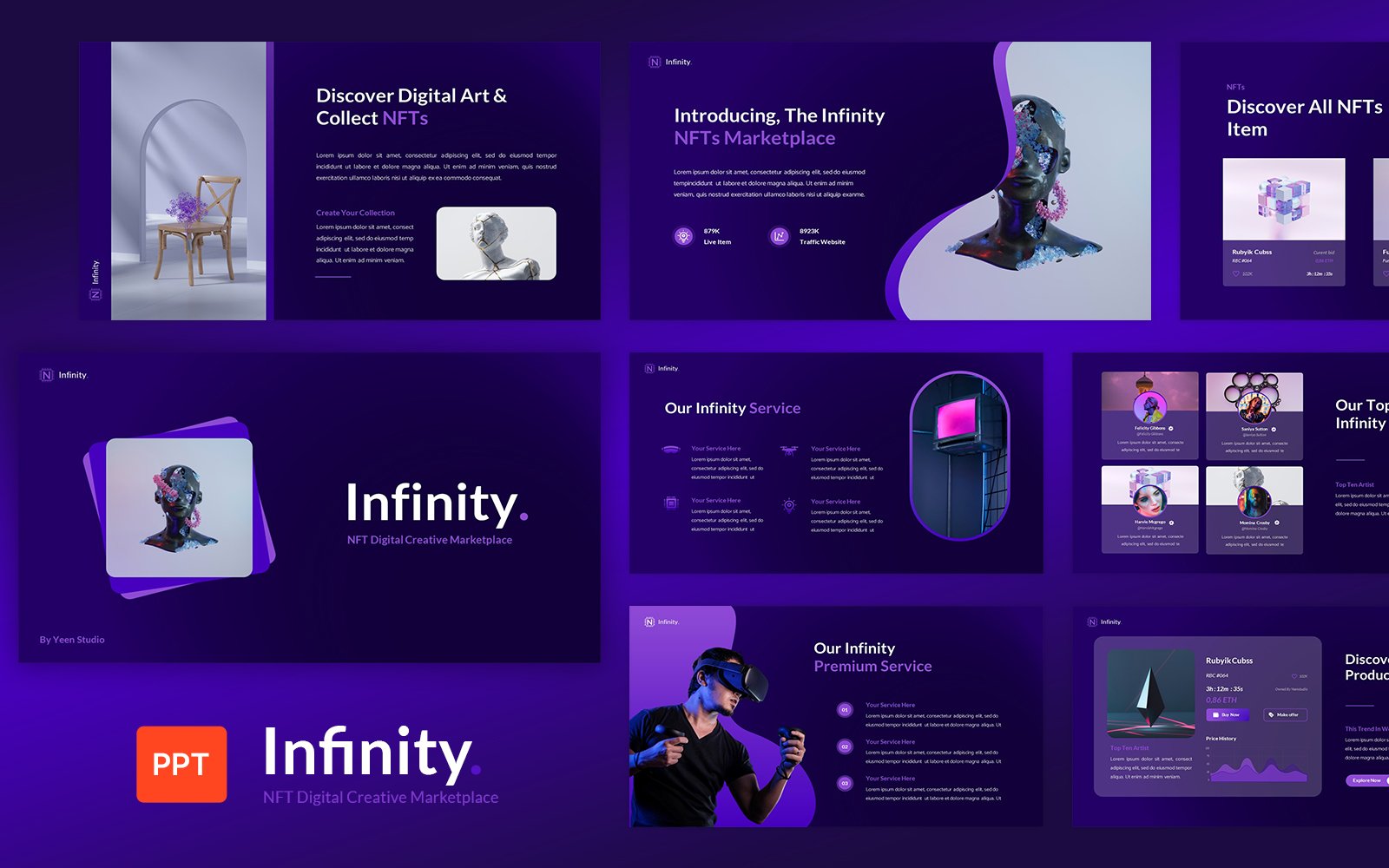 NFT Digital Creative Marketplace PowerPoint Template