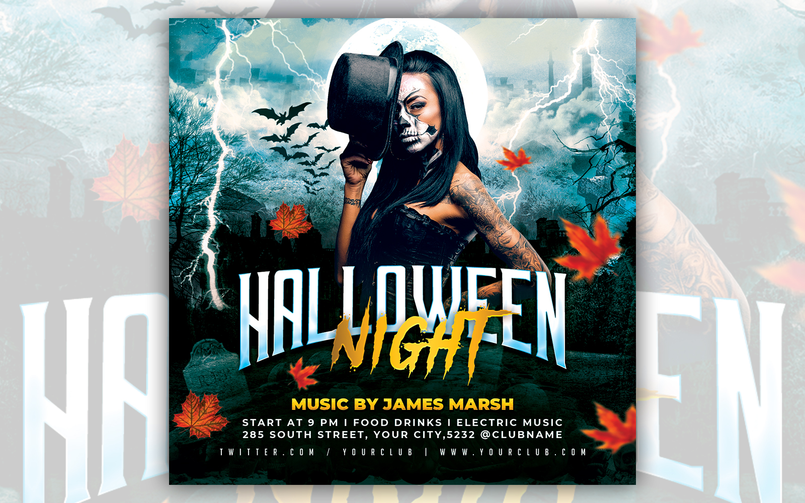 Halloween Party Night PSD Flyer