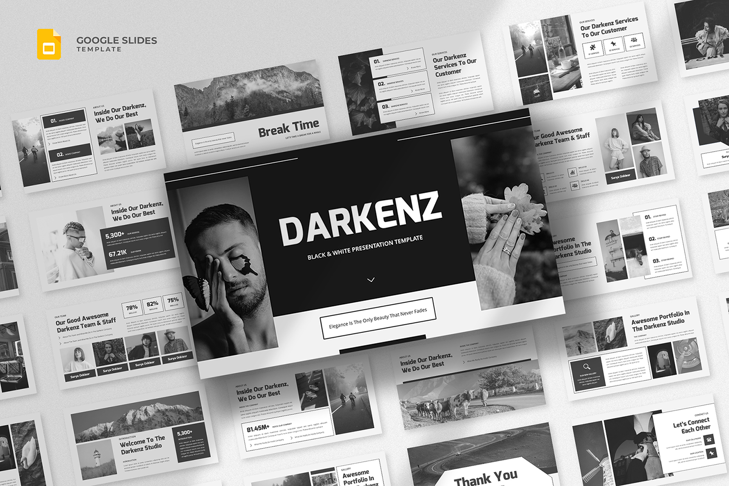 Darkenz - Black and White Google Slides Template