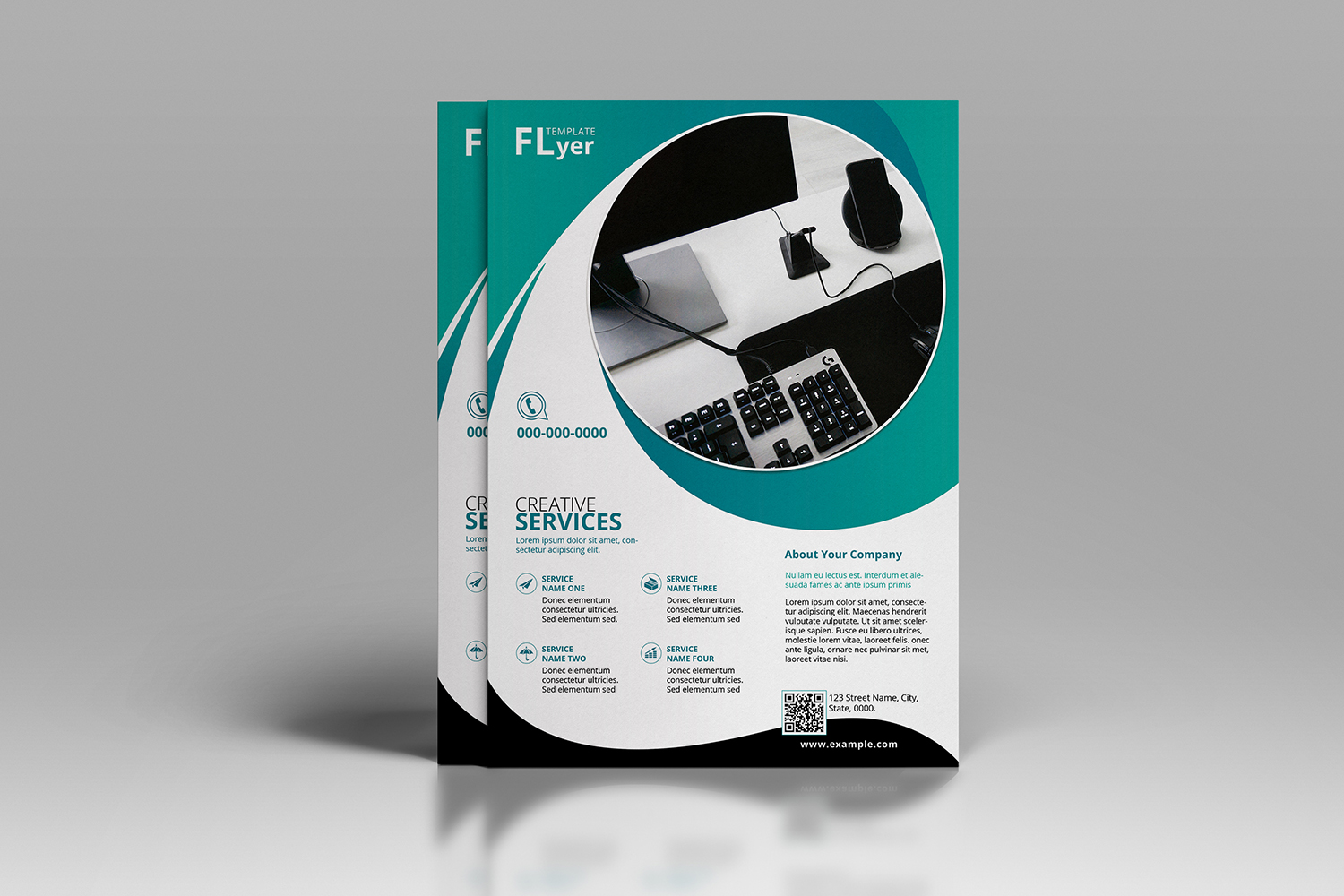 Corporate Business Flyer Template. Psd and Word