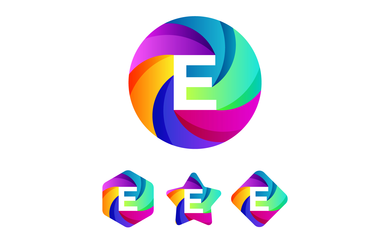 Letter E Logo Design Round Circle Multi Color Printing Studio Photography Video Production