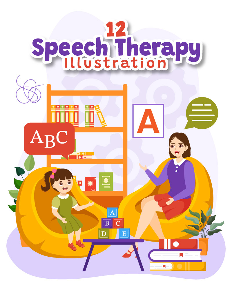 12 Speech Therapy Vector Illustration