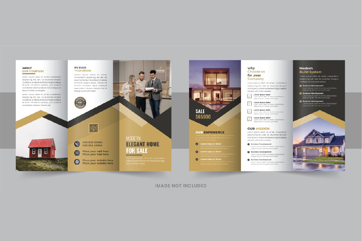 Modern real estate, construction, home selling business trifold brochure template design