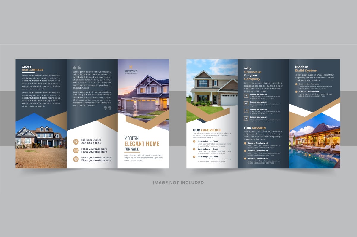 Modern real estate, construction, home selling business trifold brochure vector