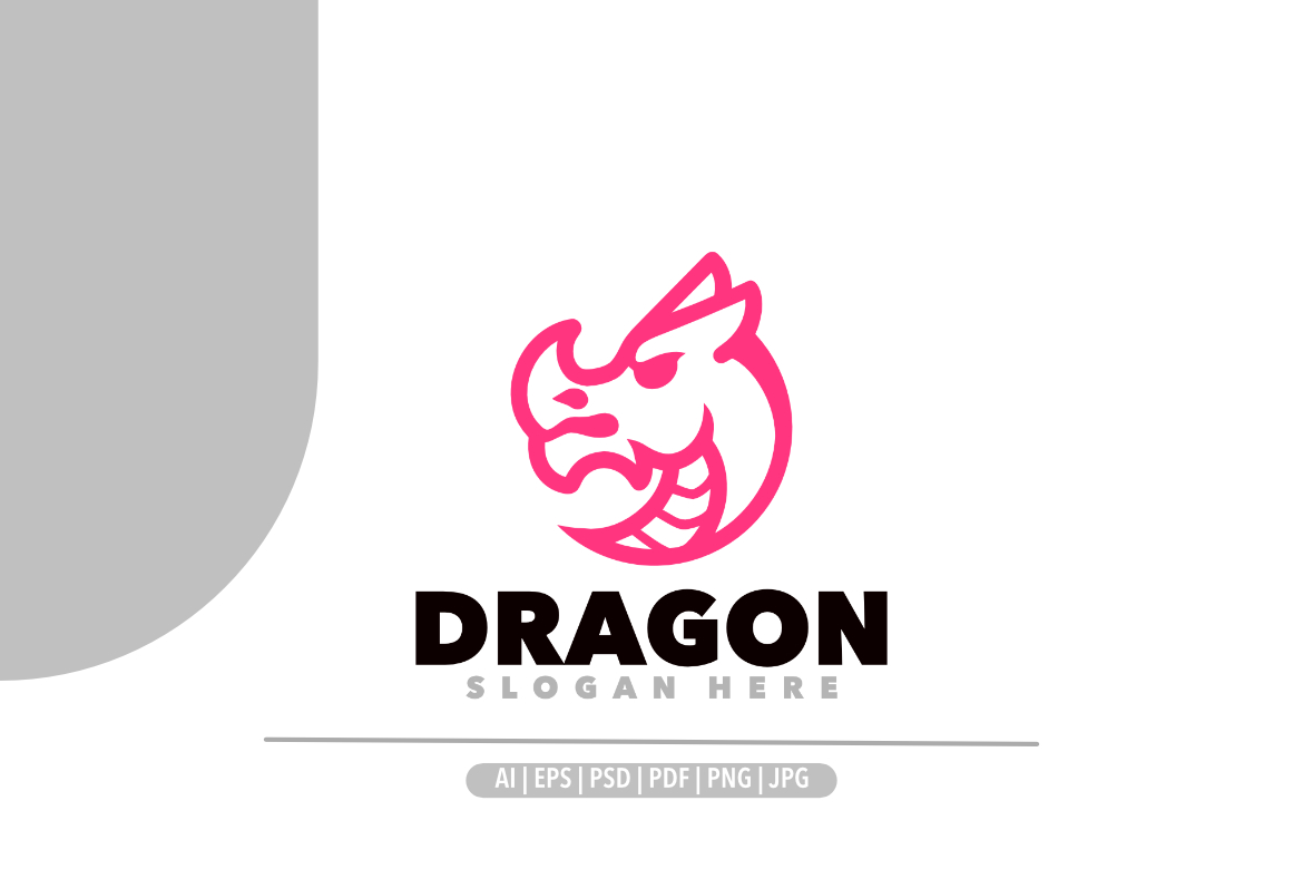 Dragon head line symbol logo template design