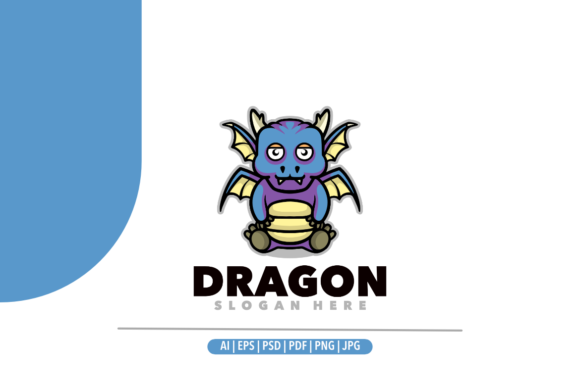 Baby dragon mascot cartoon logo design