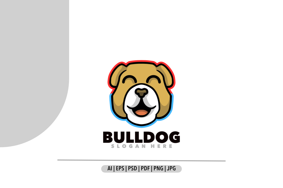 Cute Bulldog mascot cartoon logo design illustration