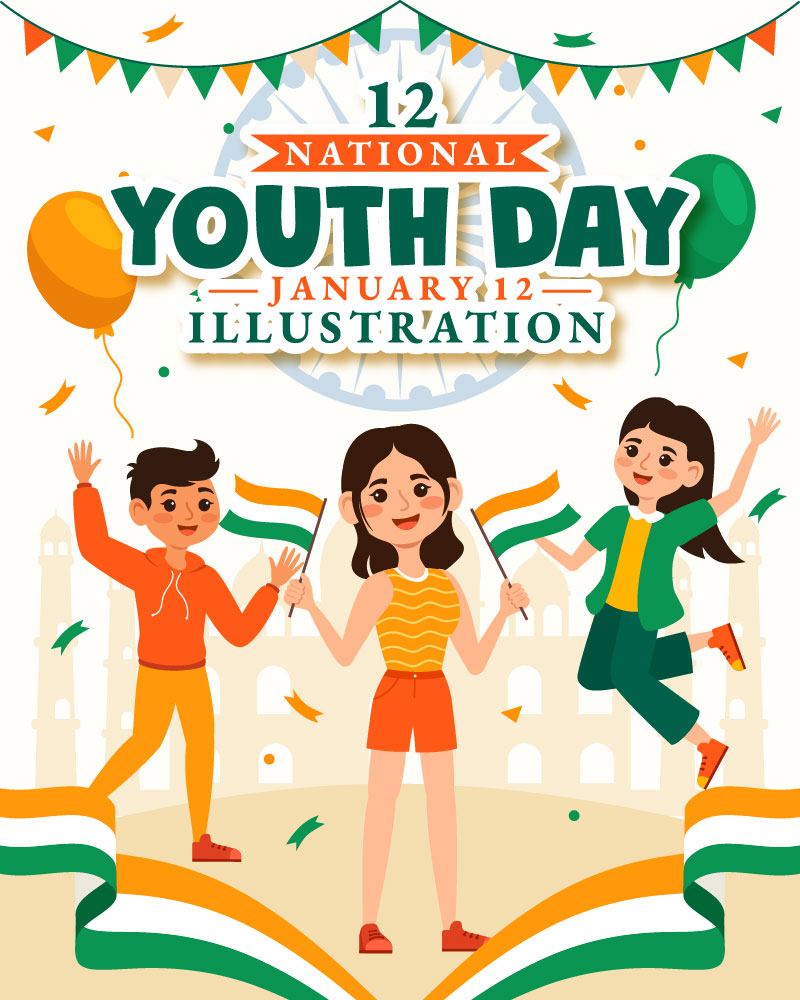 12 International Youth Day of India Illustration
