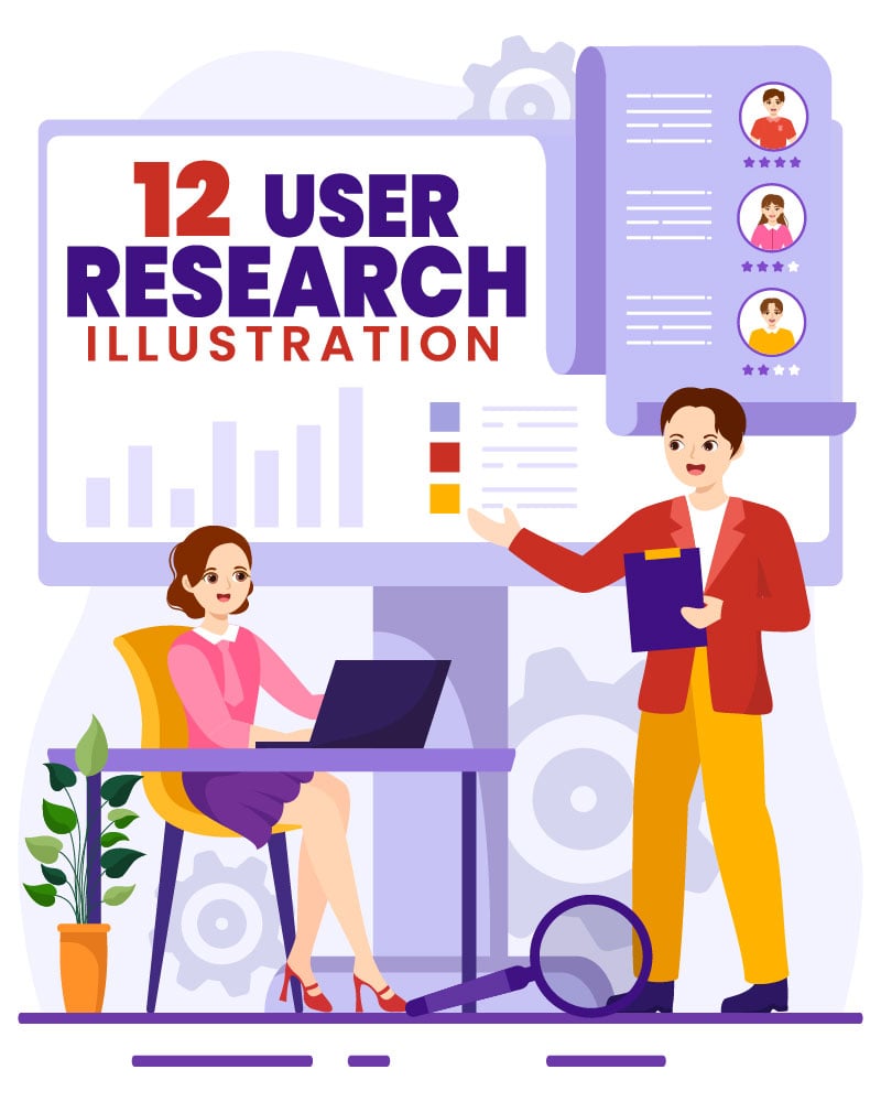12 User Research Vector Illustration