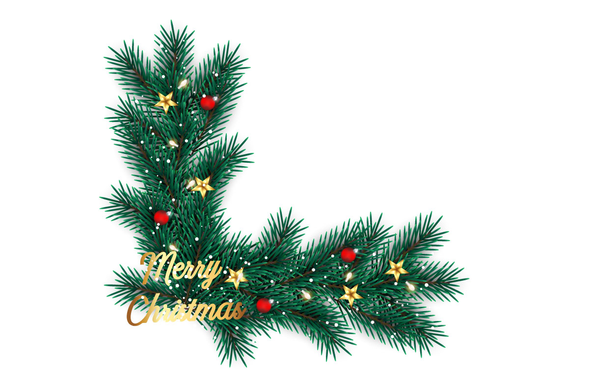 Christmas photo frame and christmas garland corner  with pine branch christmas ball and star idea