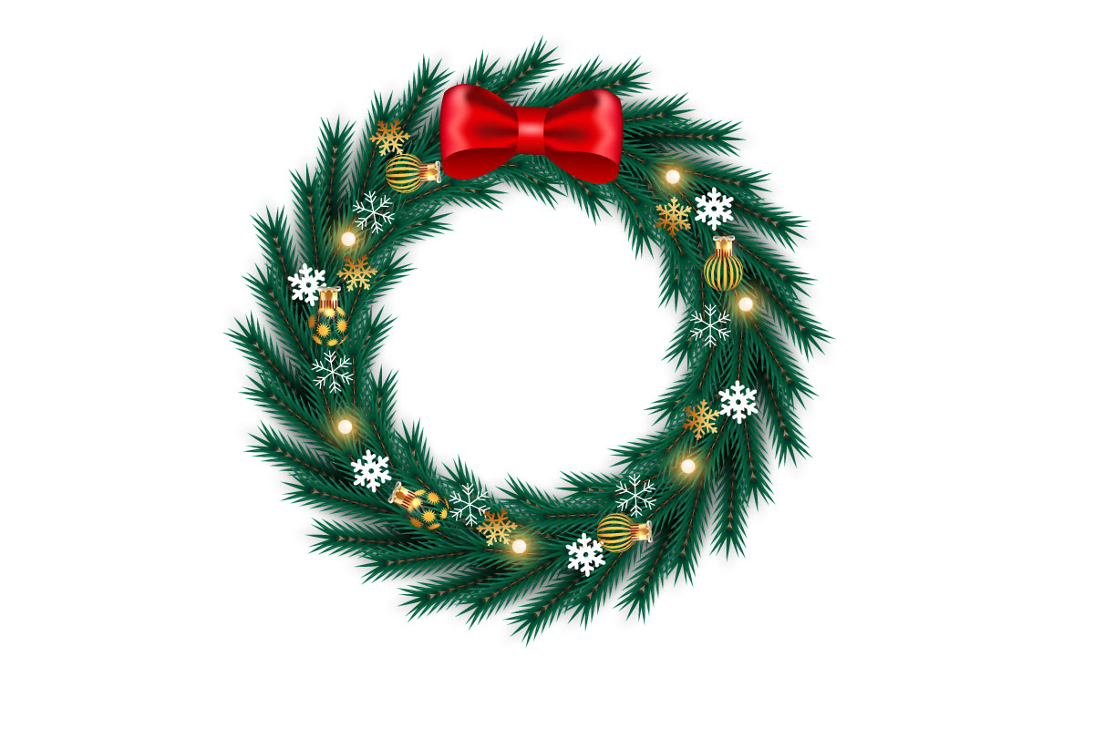 Christmas wreath decoration . wreath vector with pine leaves