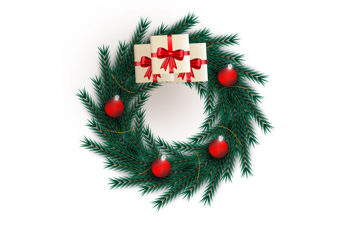 Christmas wreath decoration . wreath vector with  leave