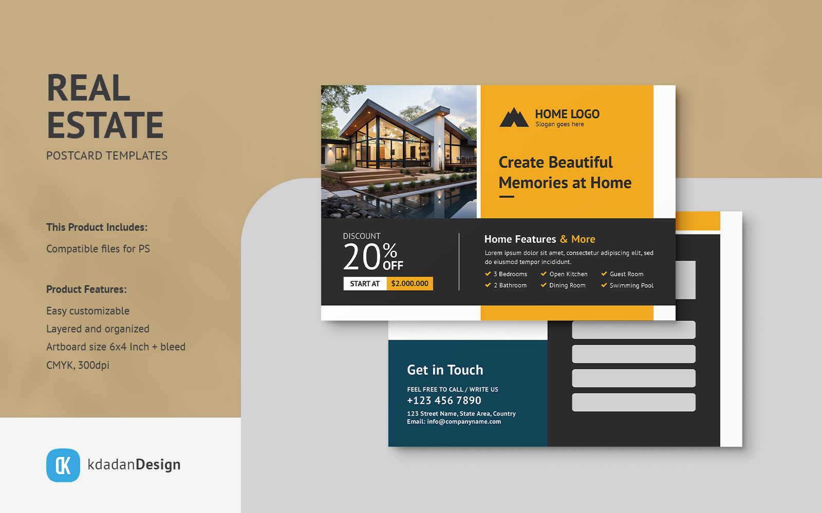 Real Estate Postcard PSD Template Vol 44