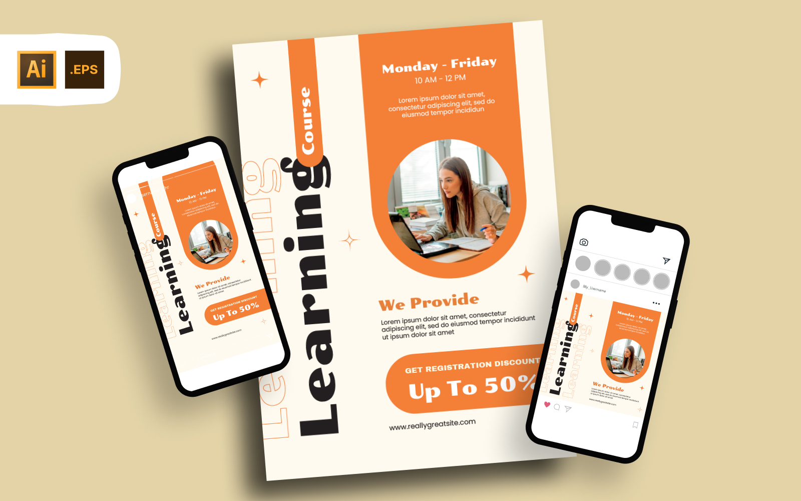 Monday Friday Learning Course Flyer Template