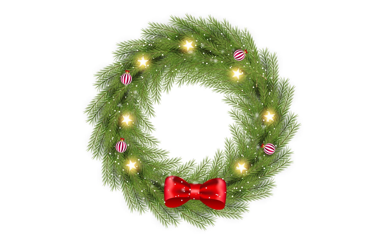 Vector realistic christmas wreath with pine leave
