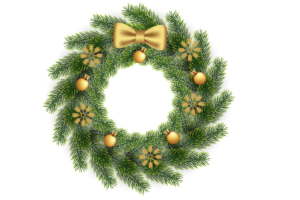 Vector realistic christmas wreath with pine leave design