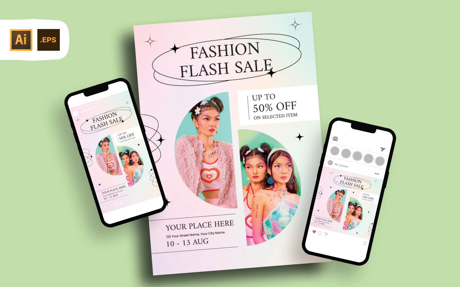 Light Gradient Fashion Slash Sale Flyer Template