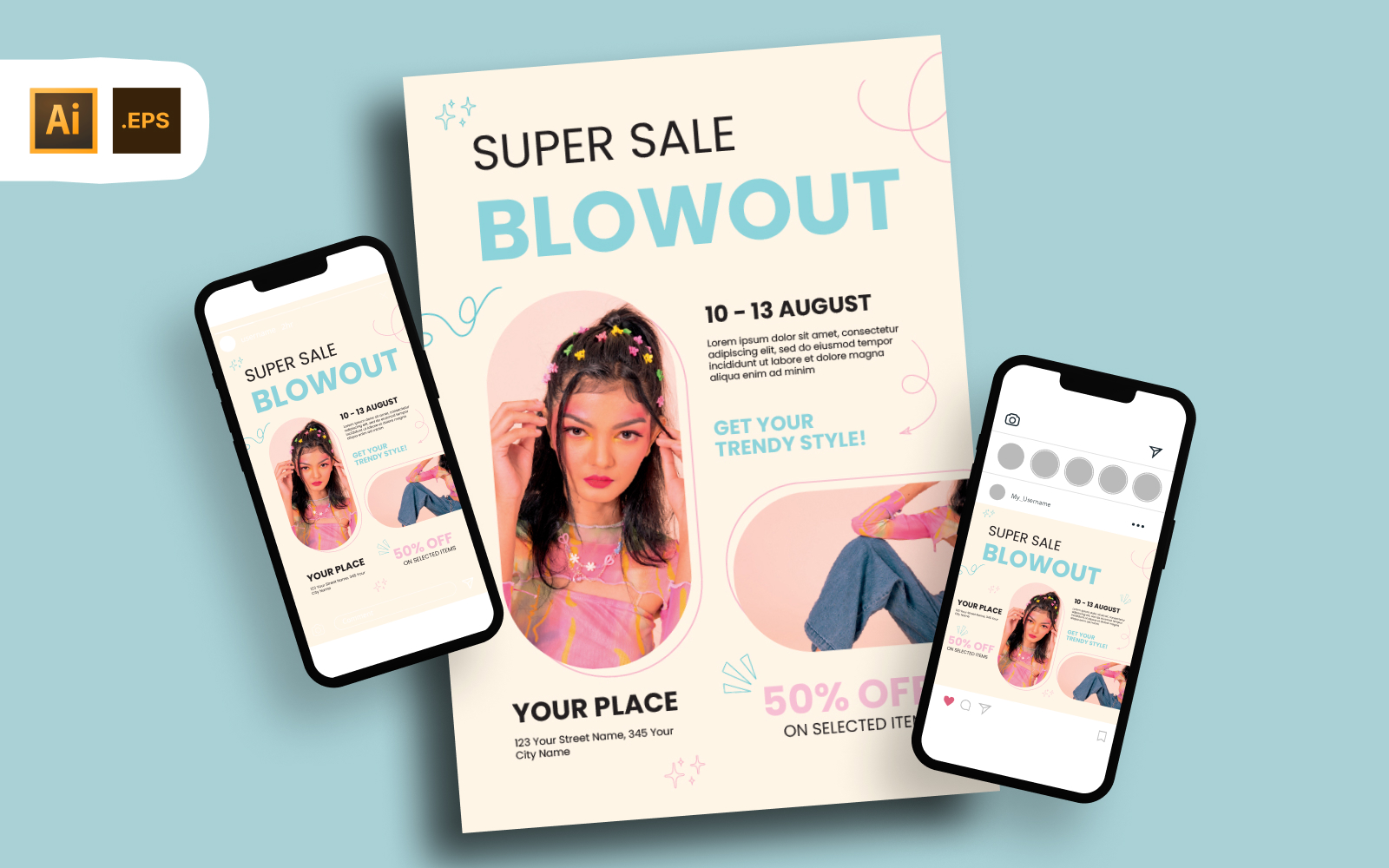 Trendy Fashion Super Sale Flyer Template