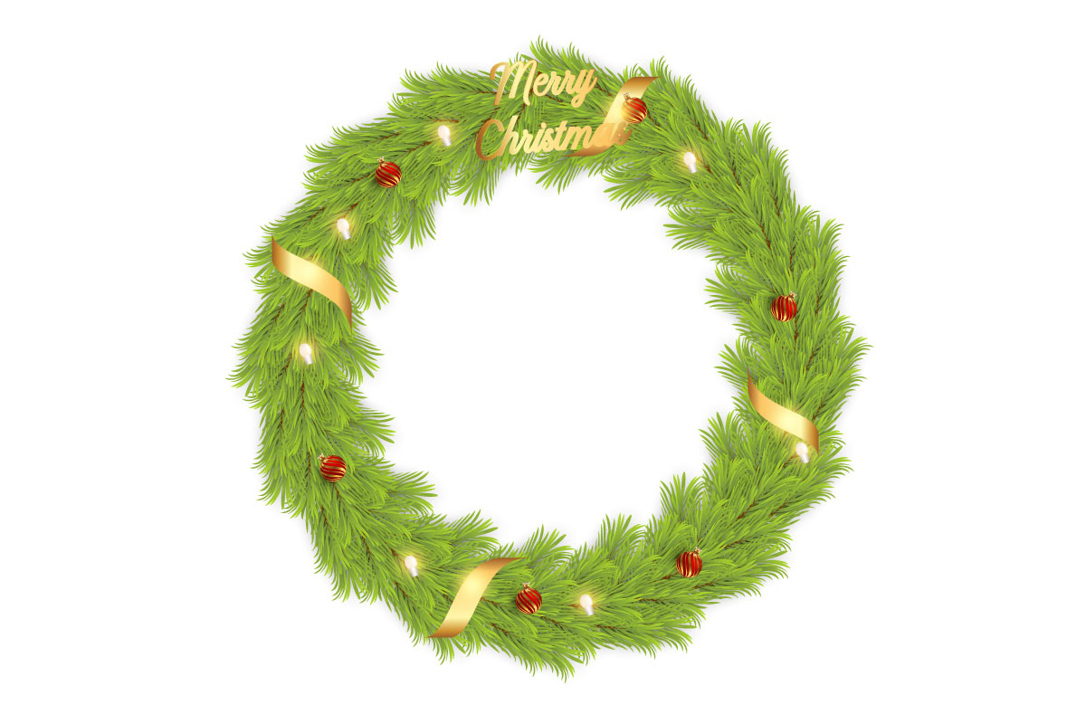 christmas wreath vector design merry christmas text