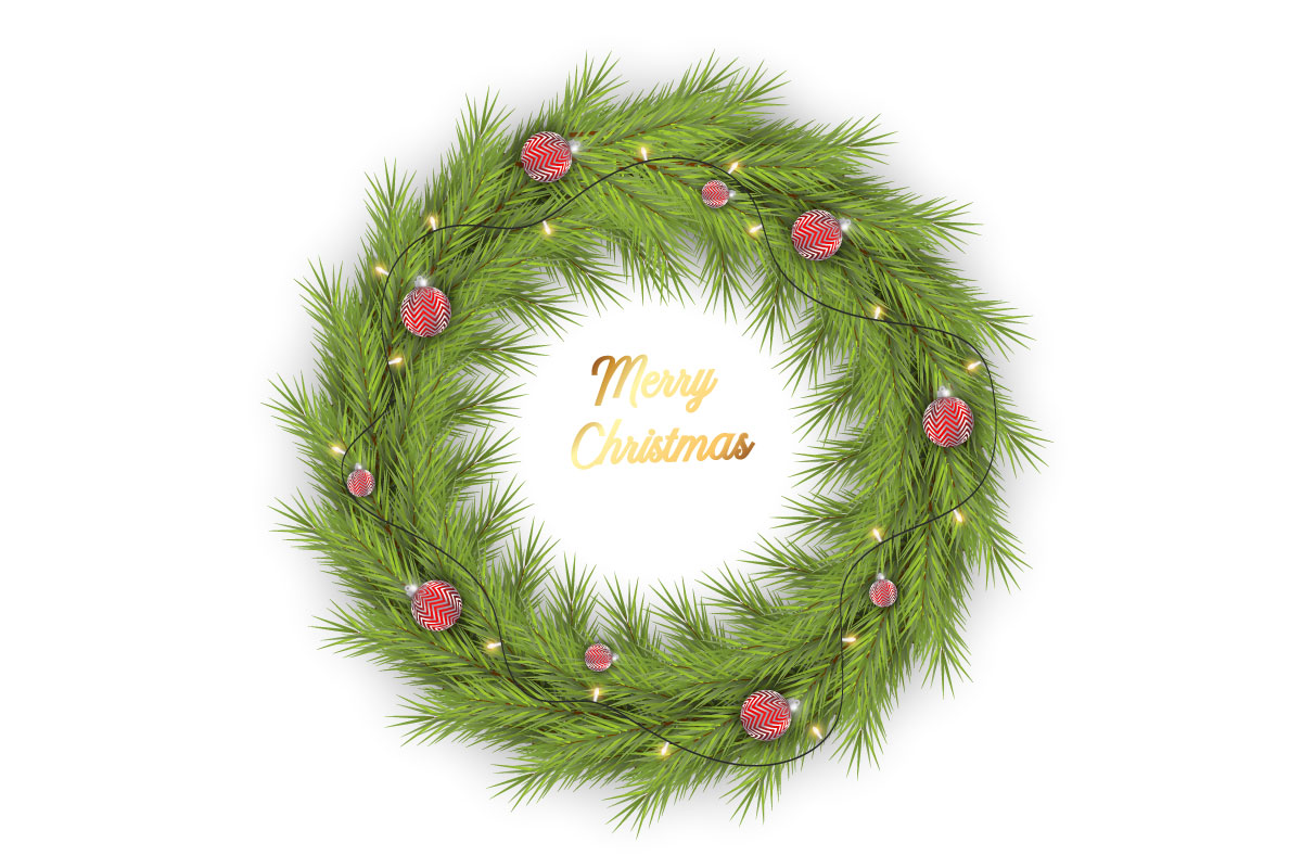 Vector Christmas wreath on transparent background