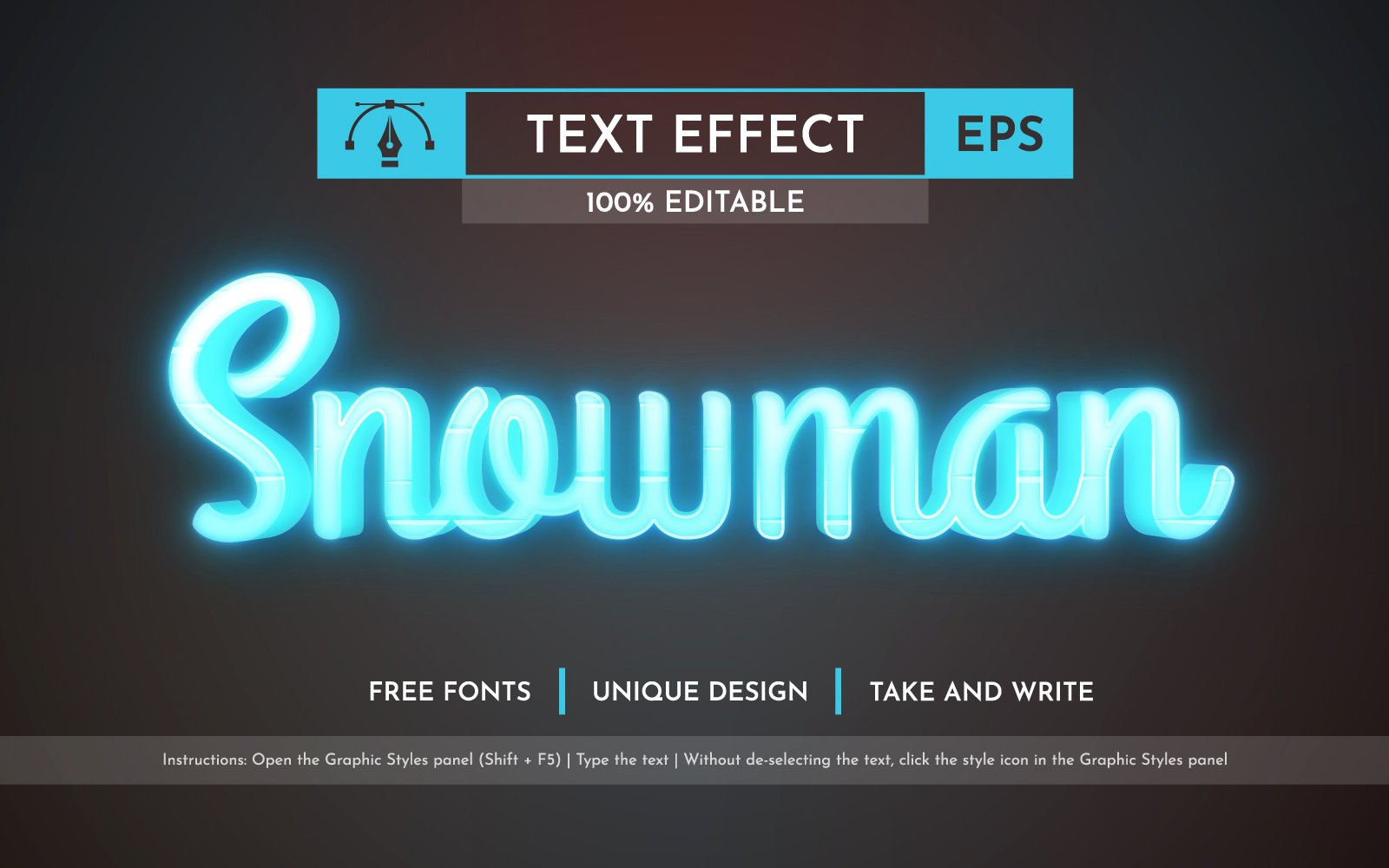 Snowman Glow - Editable Text Effect, Font Style