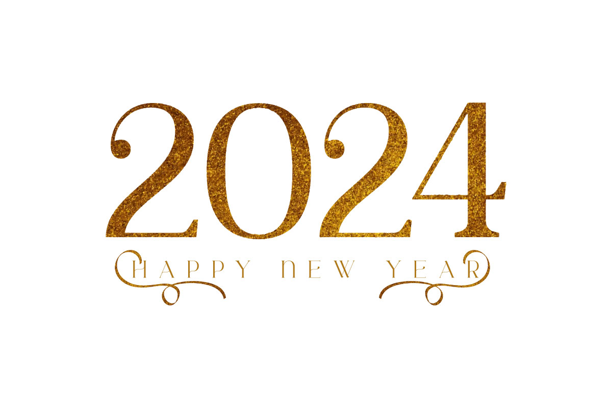 Golden Happy new year 2024 text effect