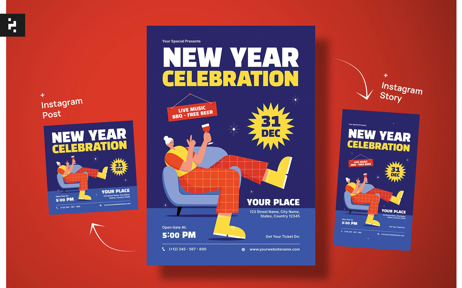 New Year Celebration Flyer Template