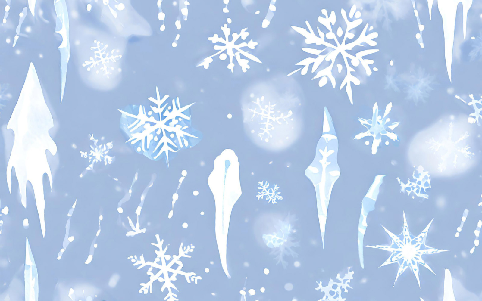 Snowflakes and icicles on blue background. Vector illustration