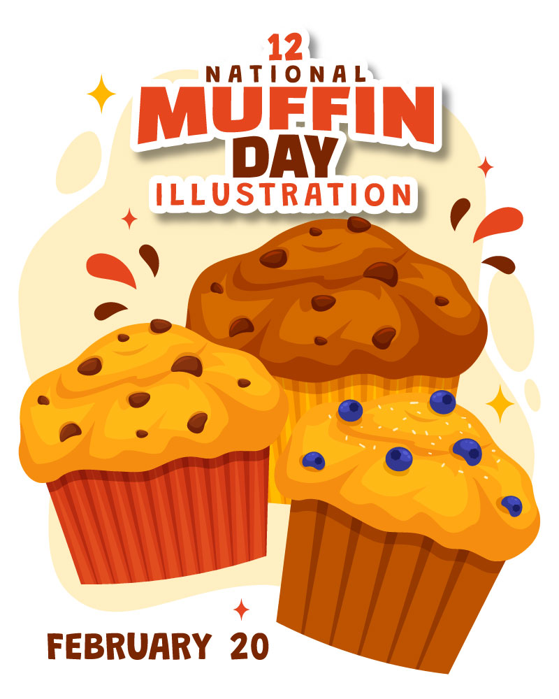 12 National Muffin Day Vector Illustration