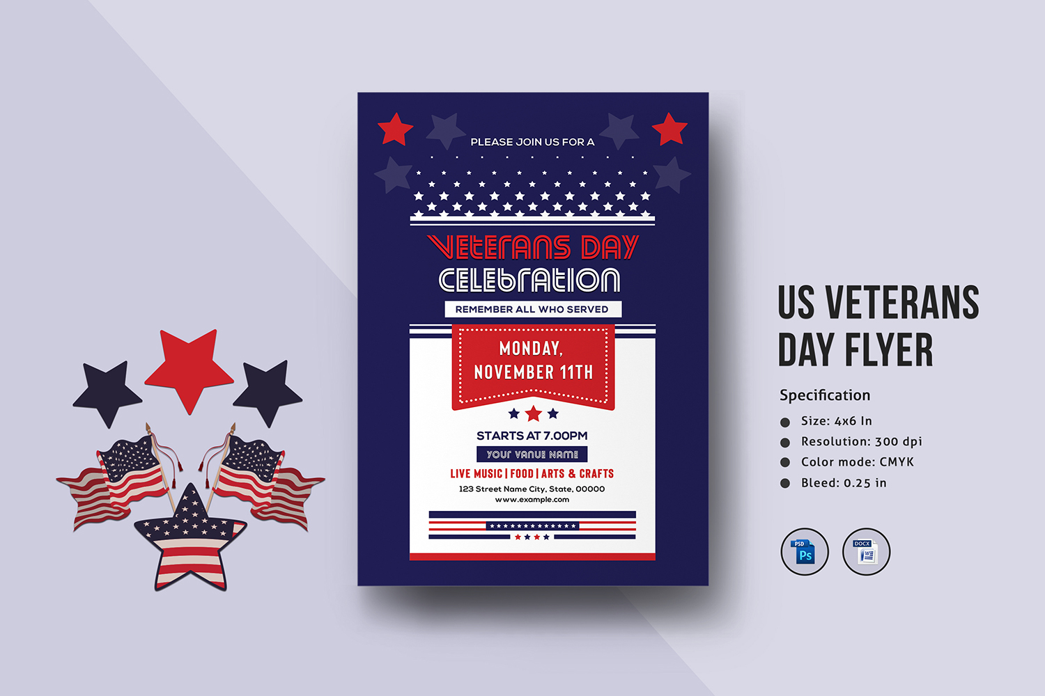 US Veterans Day Flyer Template