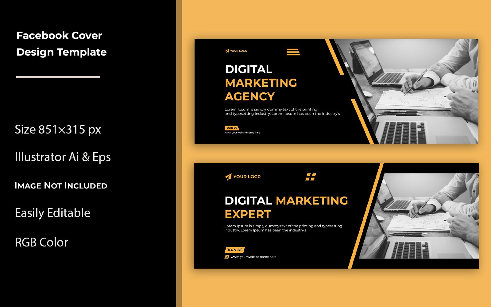 Digital Marketing Facebook Cover Template Design by